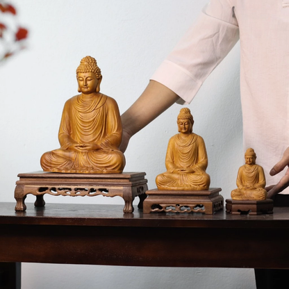 Shakyamuni Meditation Buddha in Cypress Wood