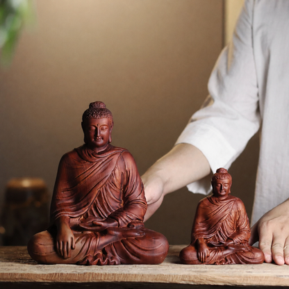 Earth-Touching Buddha Statue in Padauk Wood