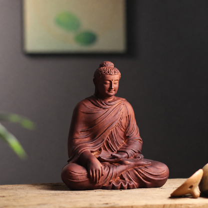 Earth-Touching Buddha Statue in Padauk Wood