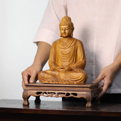 Shakyamuni Meditation Buddha in Cypress Wood
