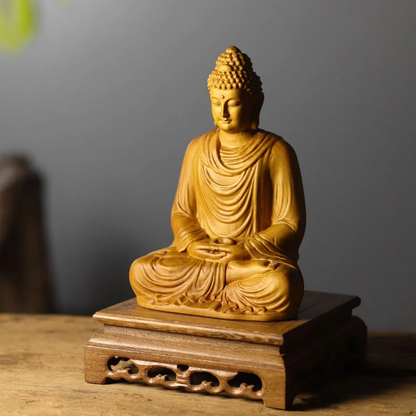 Shakyamuni Meditation Buddha in Cypress Wood