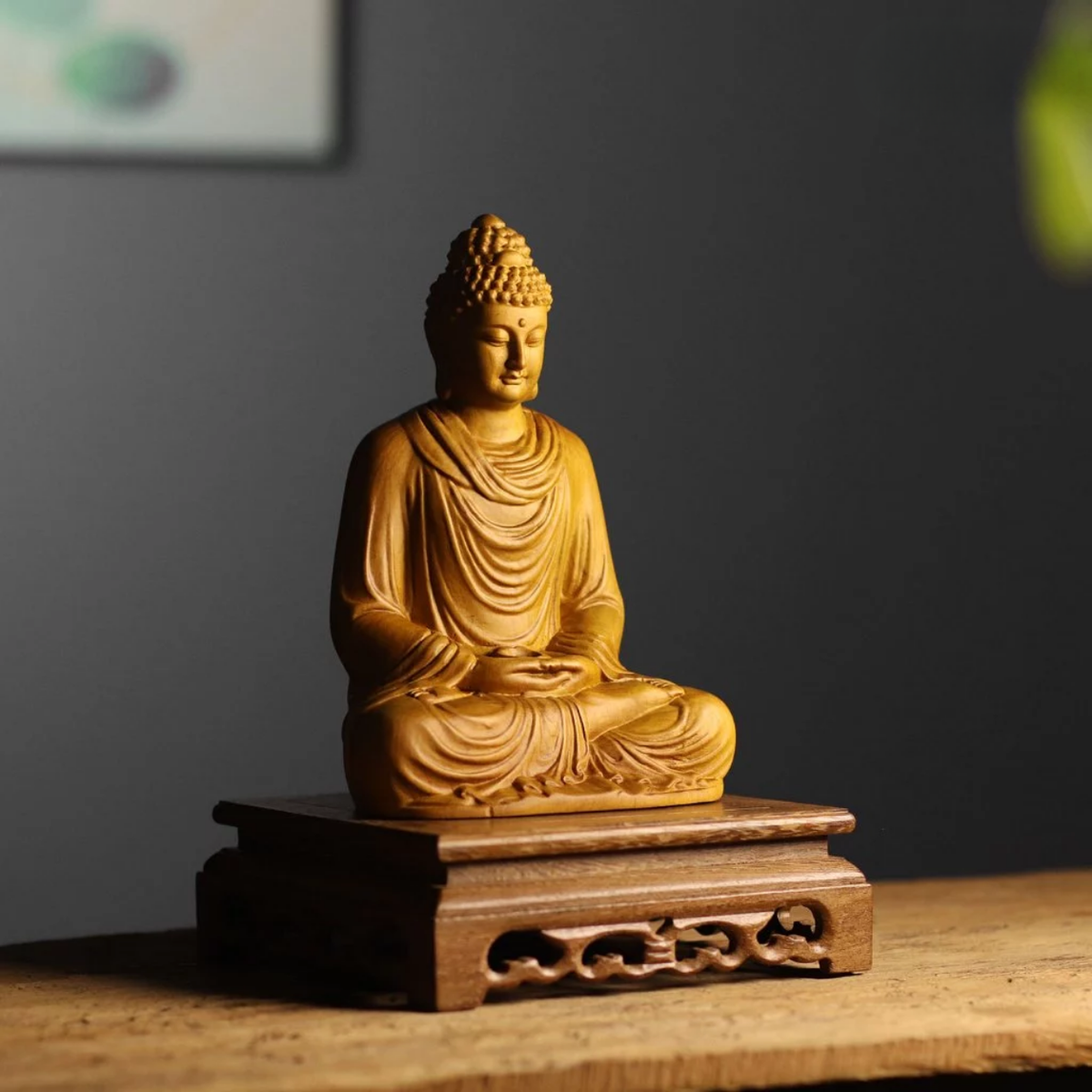 Shakyamuni Meditation Buddha in Cypress Wood