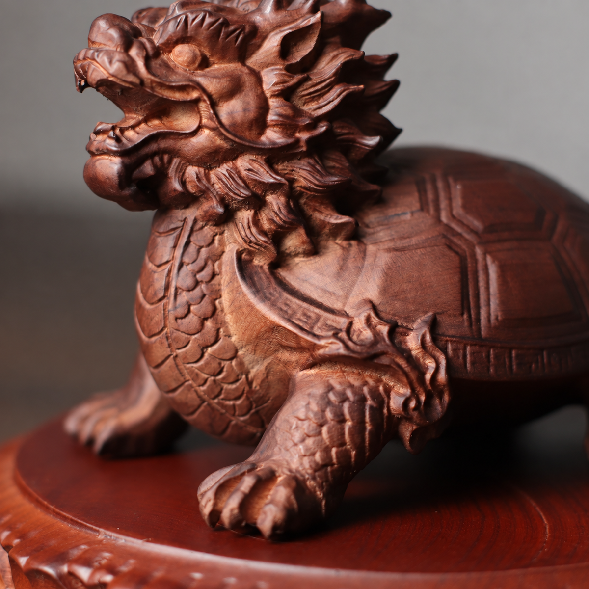 Dragon Turtle Sculpture in Aromatic Wood — Product photo 4