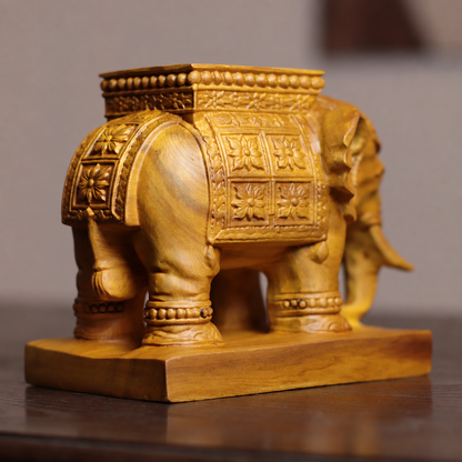 Elephant Candle Holder in Carved Cypress Wood — Product photo 4