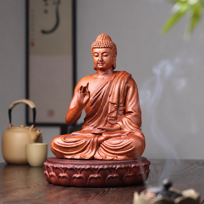 Teaching Buddha Statue in Padauk Wood