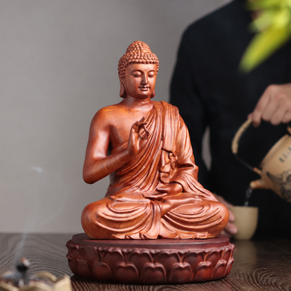 Teaching Buddha Statue in Padauk Wood