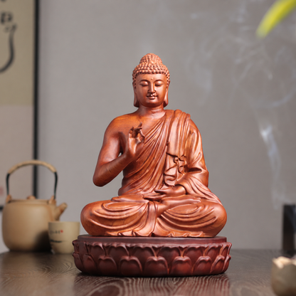Teaching Buddha Statue in Padauk Wood