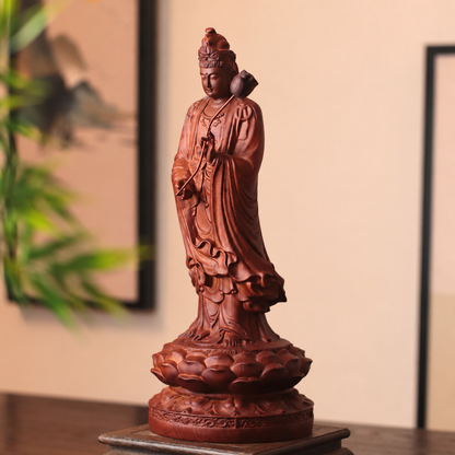 Standing Mahasthamaprapta Statue in Padauk Wood