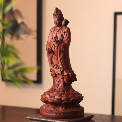 Standing Mahasthamaprapta Statue in Padauk Wood