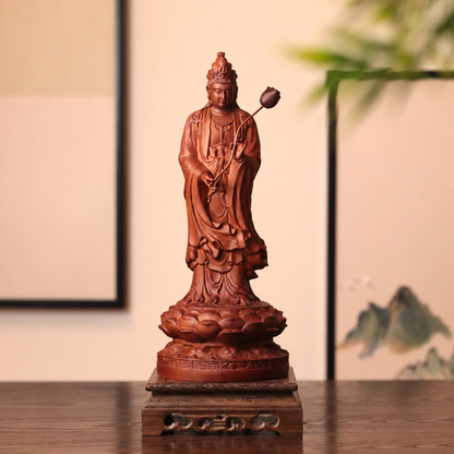 Standing Mahasthamaprapta Statue in Padauk Wood
