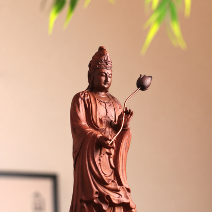 Standing Mahasthamaprapta Statue in Padauk Wood