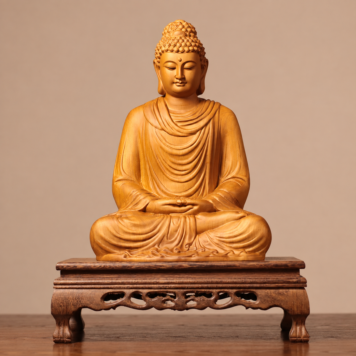Shakyamuni, Guanyin & Kshitigarbha Cypress Statue Set