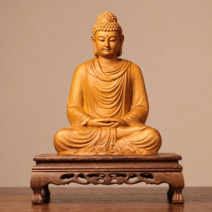 Shakyamuni, Guanyin & Kshitigarbha Cypress Statue Set