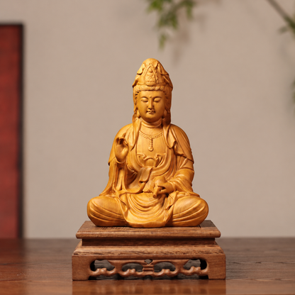 Shakyamuni, Guanyin & Kshitigarbha Cypress Statue Set