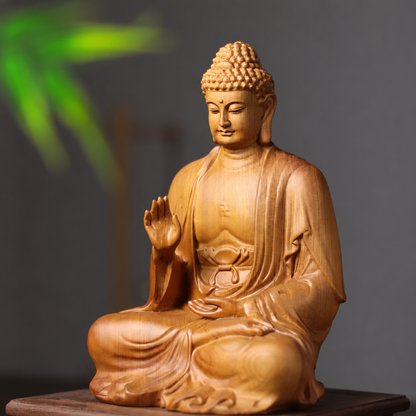 Seated Amitabha Buddha in Cypress Wood