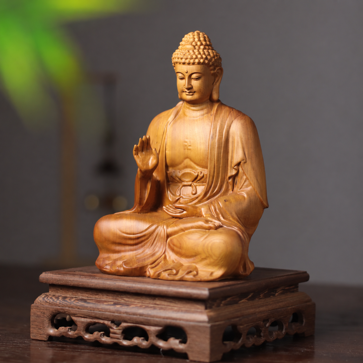 Seated Amitabha Buddha in Cypress Wood