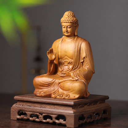 Seated Amitabha Buddha in Cypress Wood