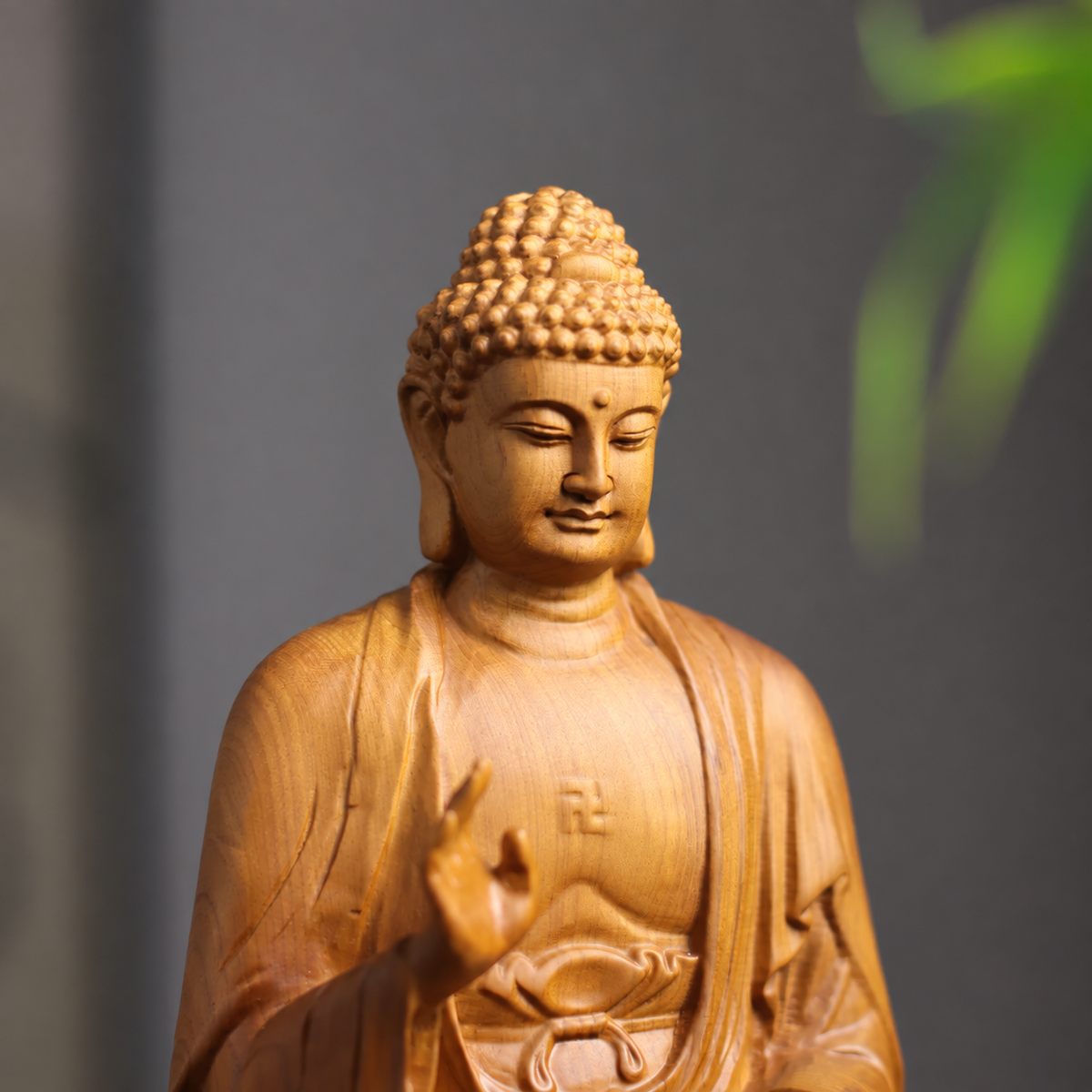 Seated Amitabha Buddha in Cypress Wood