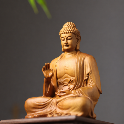 Seated Amitabha Buddha in Cypress Wood
