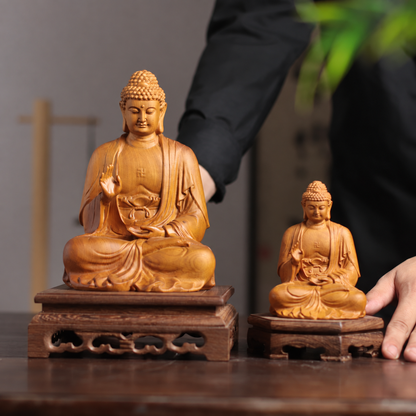 Seated Amitabha Buddha in Cypress Wood