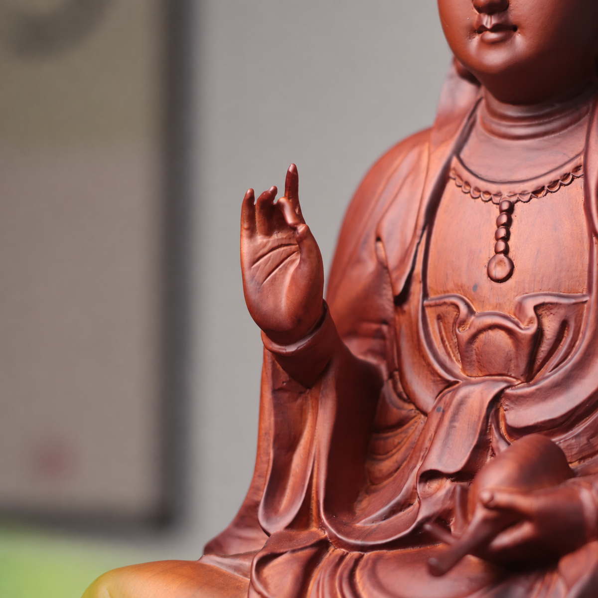 Guanyin Statue with Lotus Base Option in Huali Wood