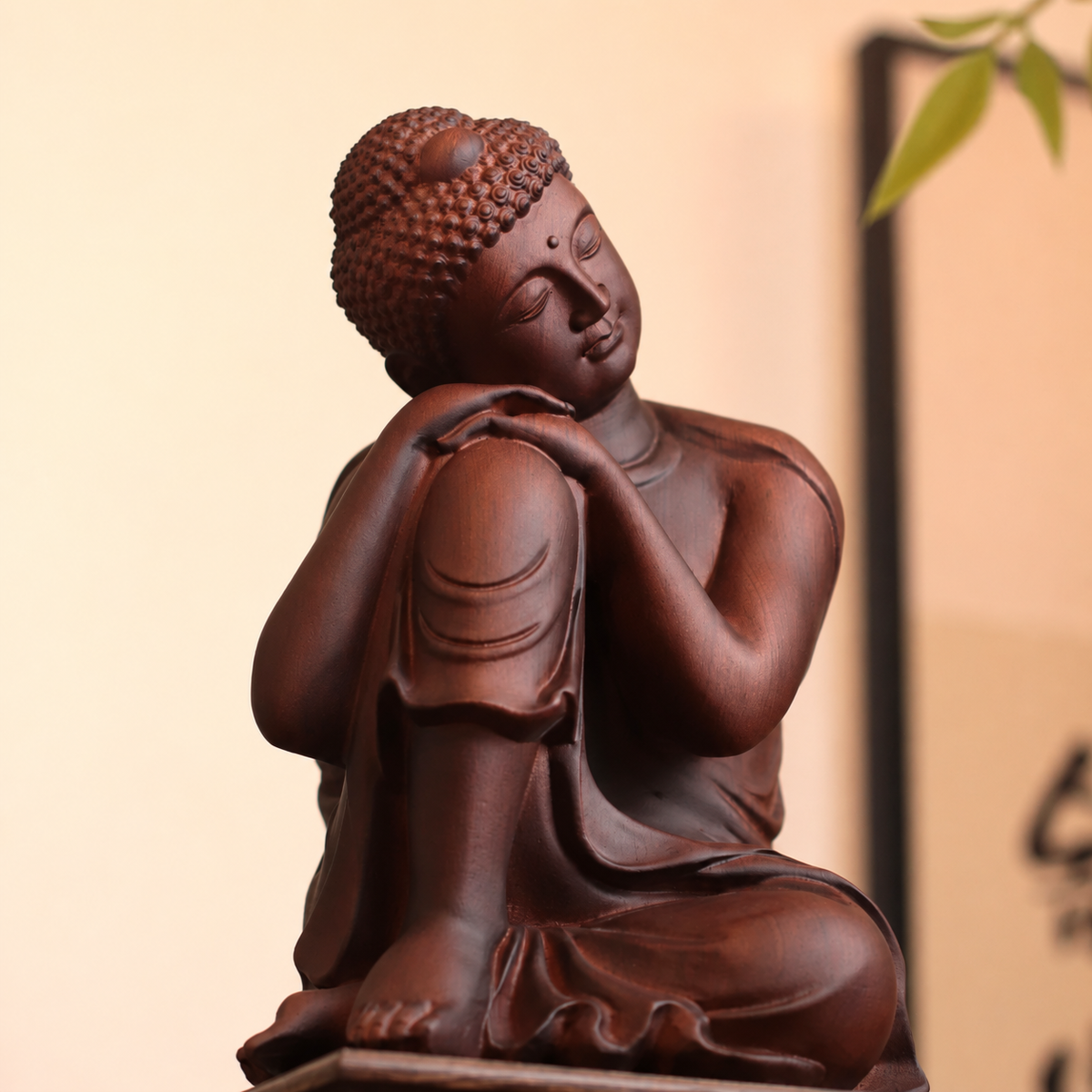Resting Buddha Sculpture in Huali Wood