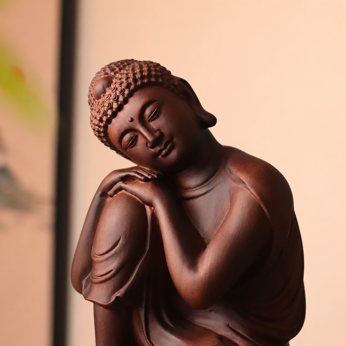 Resting Buddha Sculpture in Huali Wood