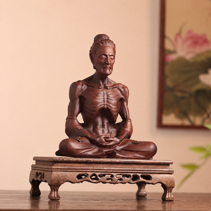 Fasting Buddha Statue in Padauk Wood