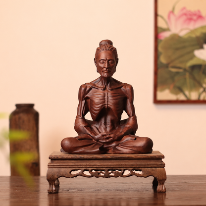 Fasting Buddha Statue in Padauk Wood