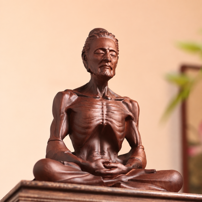 Fasting Buddha Statue in Padauk Wood