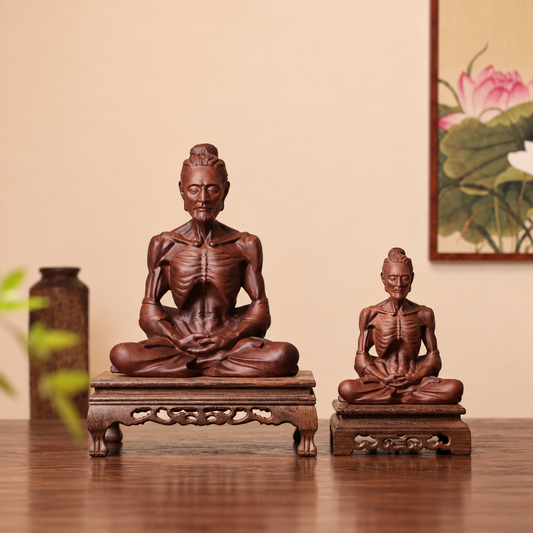 Fasting Buddha Statue in Padauk Wood