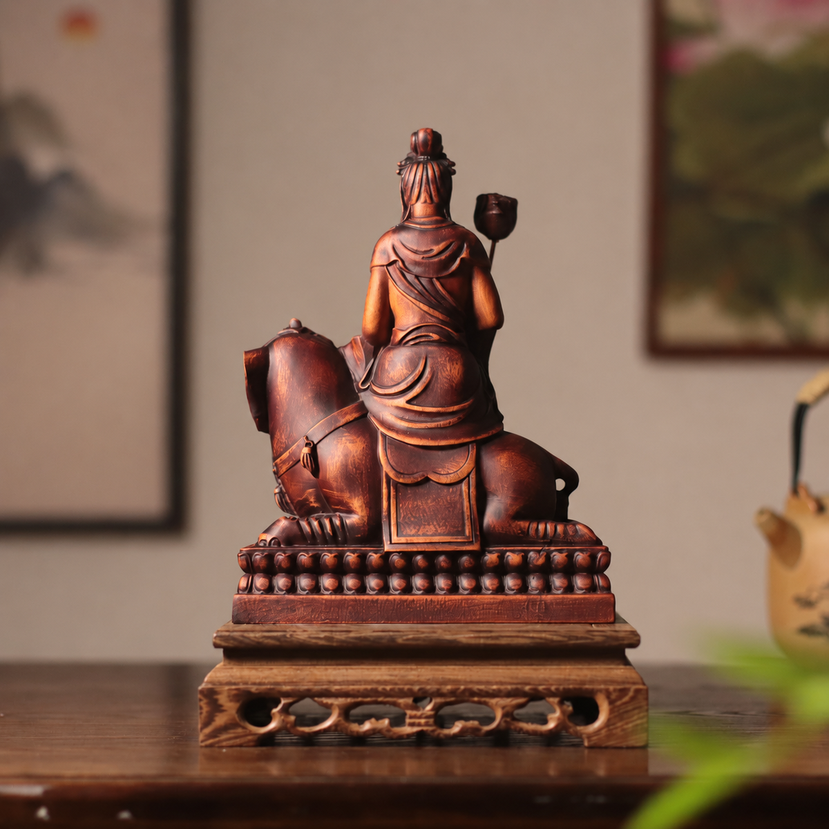 Samantabhadra on Elephant Statue in Huali Wood