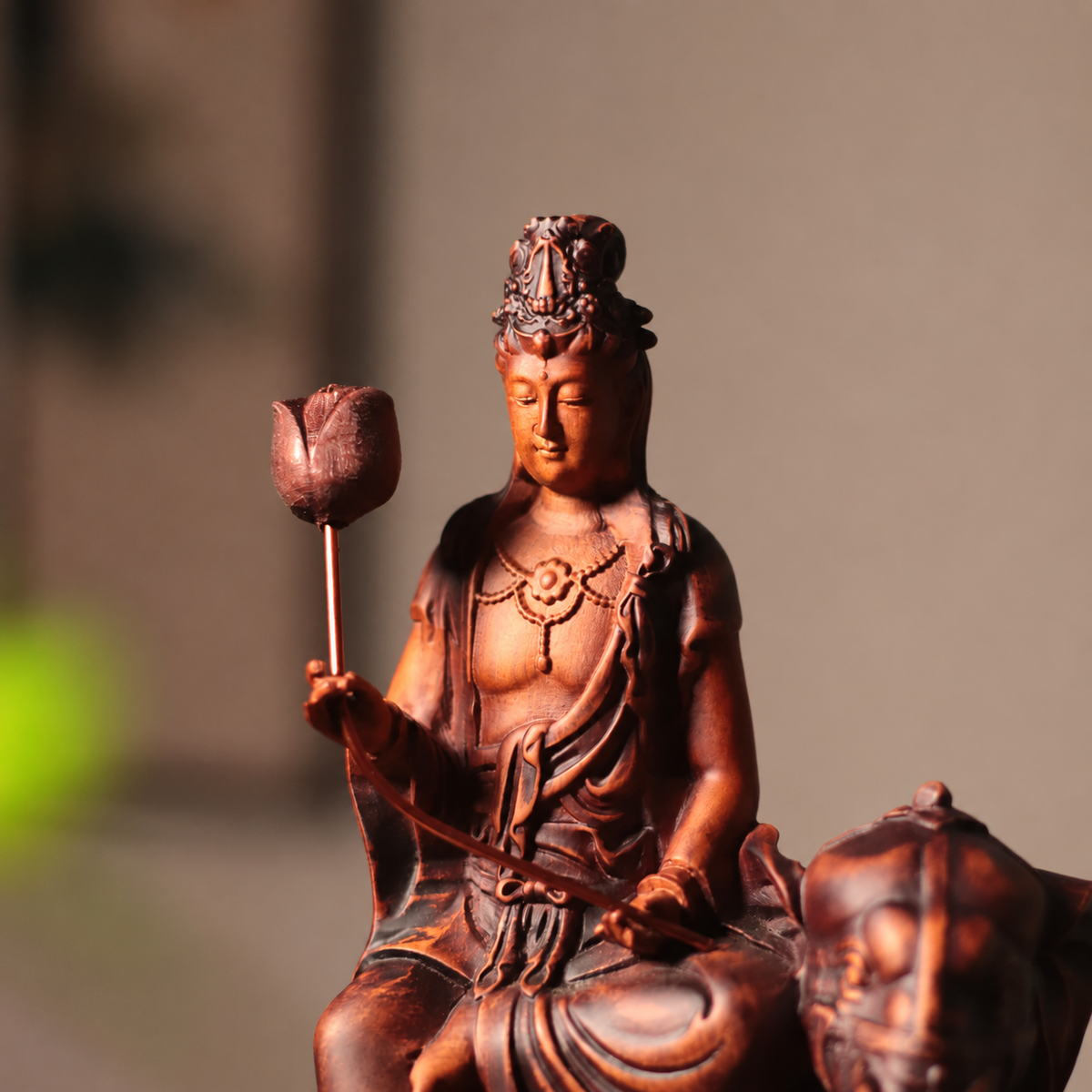 Samantabhadra on Elephant Statue in Huali Wood