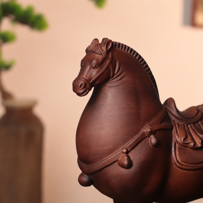 Tang-Style Horse Sculpture in Huali Wood