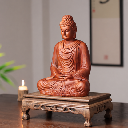 Lotus Meditation Buddha Statue in Huali Wood