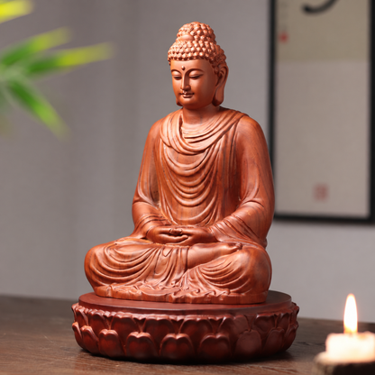 Lotus Meditation Buddha Statue in Huali Wood