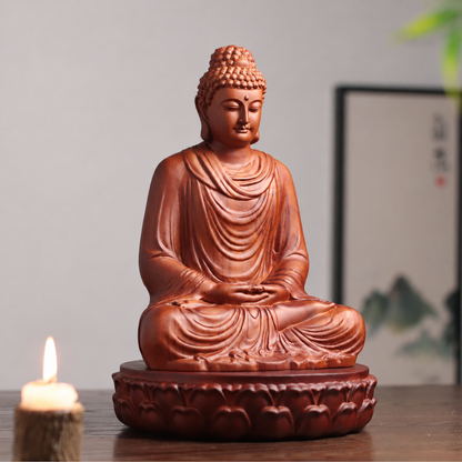 Lotus Meditation Buddha Statue in Huali Wood