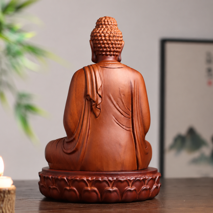 Lotus Meditation Buddha Statue in Huali Wood