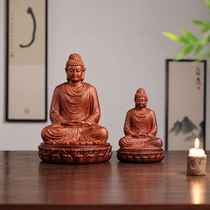 Lotus Meditation Buddha Statue in Huali Wood