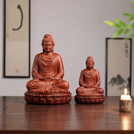 Lotus Meditation Buddha Statue in Huali Wood
