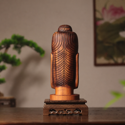 Minimalist Buddha Face Sculpture in Huali Wood