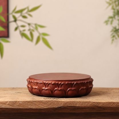 Carved Lotus Display Base in Padauk Wood
