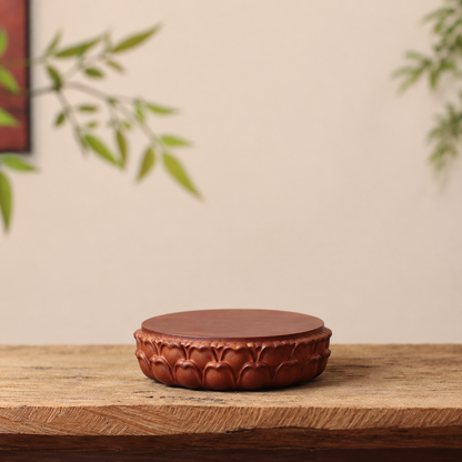 Carved Lotus Display Base in Padauk Wood