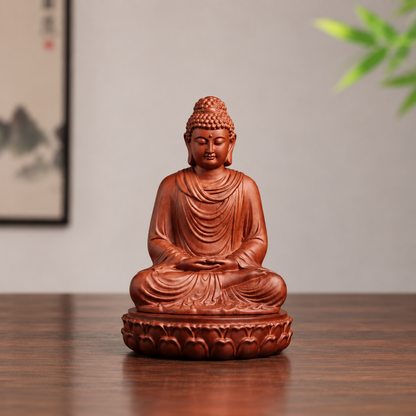 Lotus Meditation Buddha Statue in Huali Wood