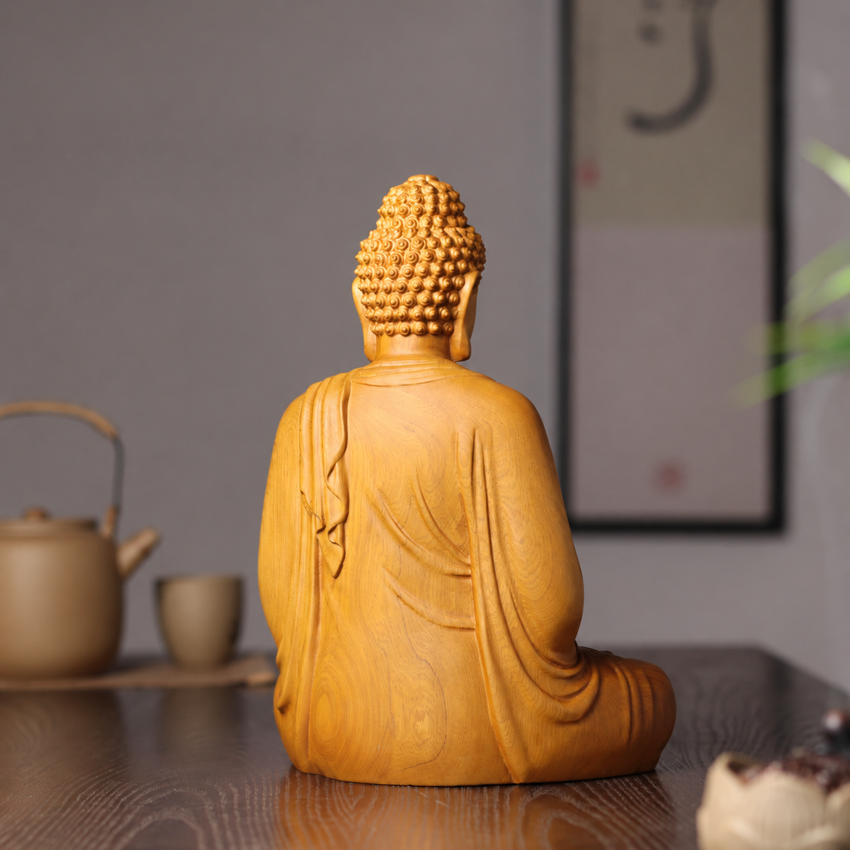 Shakyamuni Meditation Buddha in Cypress Wood