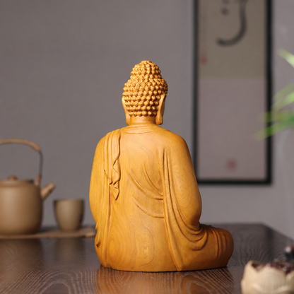 Shakyamuni Meditation Buddha in Cypress Wood