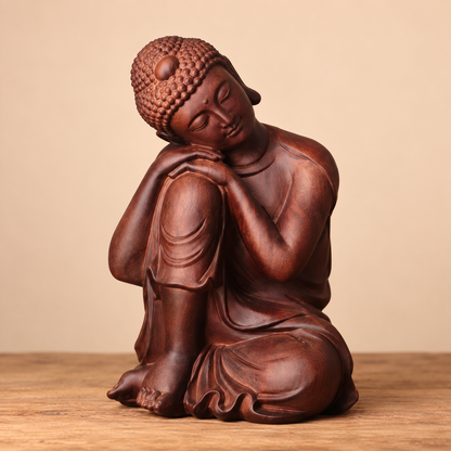 Resting Buddha Sculpture in Huali Wood