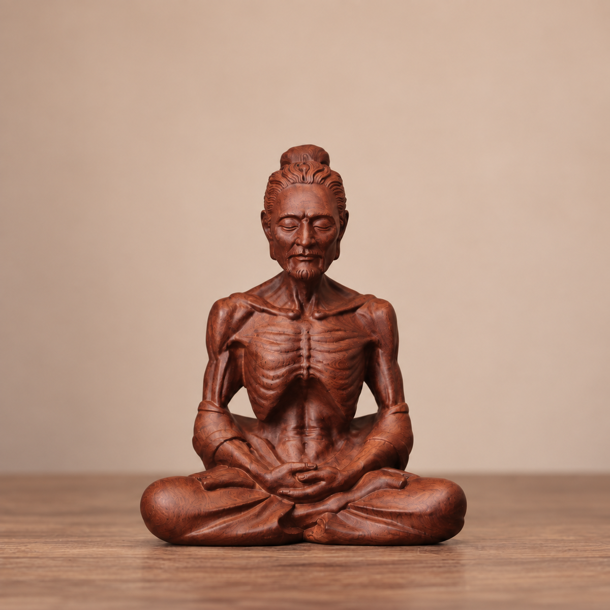 Fasting Buddha Statue in Padauk Wood