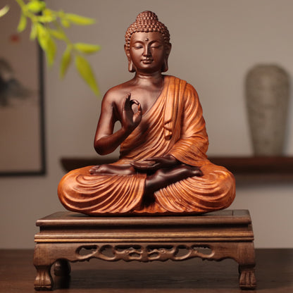 Shakyamuni Buddha Statue in Padauk Wood, 11.8 in