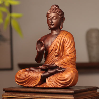 Shakyamuni Buddha Statue in Padauk Wood, 11.8 in